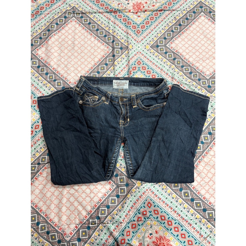 Big Star Maddie Low Rise Bootcut Jeans Dark Wash Contrast Stitch Size 29 - Picture 4 of 14